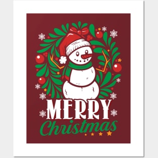 Snowman Merry Christmas Posters and Art